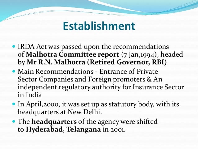 INSURANCE REGULATORY DEVELOPMENT AUTHORITY