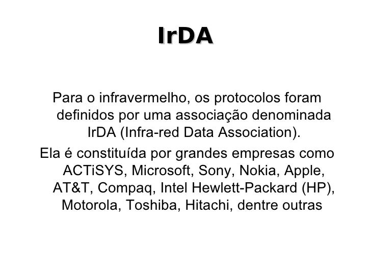 IRDA Infrared Data Association
