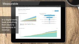 In a digital world,
track everything
from clicks to
conversions to
revenue
Measurable
19
 