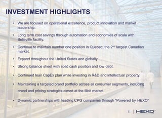 INVESTMENT HIGHLIGHTS
21
• We are focused on operational excellence, product innovation and market
leadership.
• Long term...