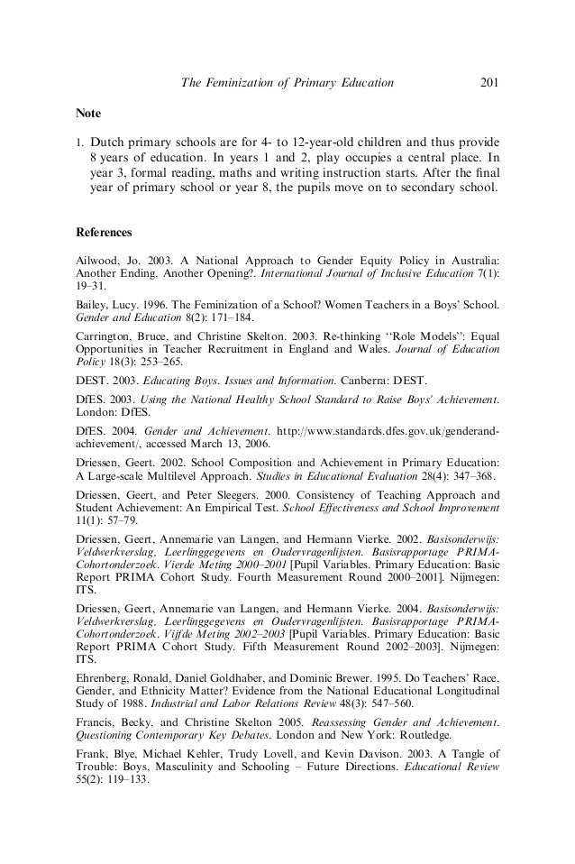 English Literature Essays Geert Driessen Note Dutch Primary Schools How To Make A Good Thesis Statement For An Essay also Sample Persuasive Essay High School Geert Driessen Ire The Feminization Of Primary Education Effe Essay Of Science