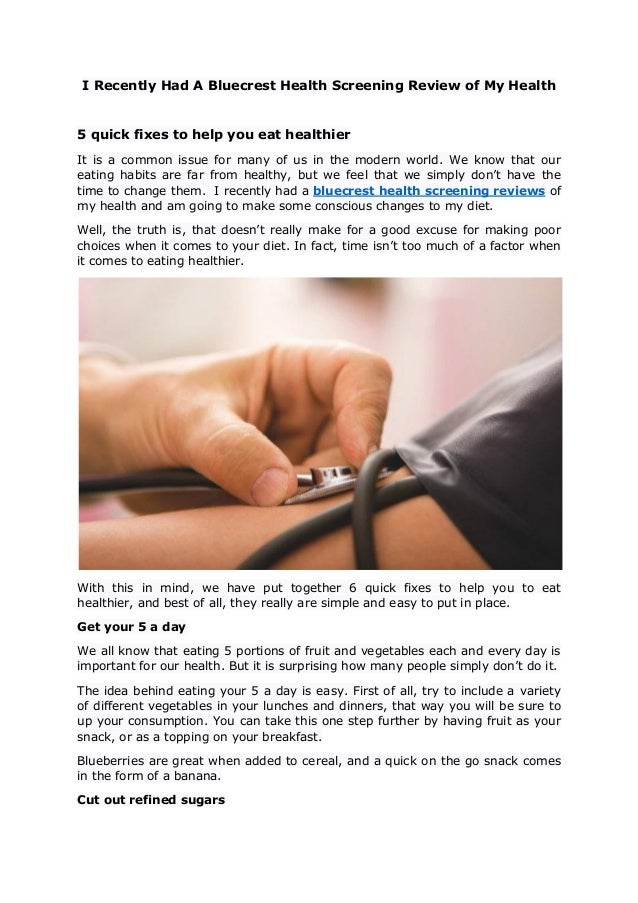 I Recently Had A Bluecrest Health Screening Reviews of My Health