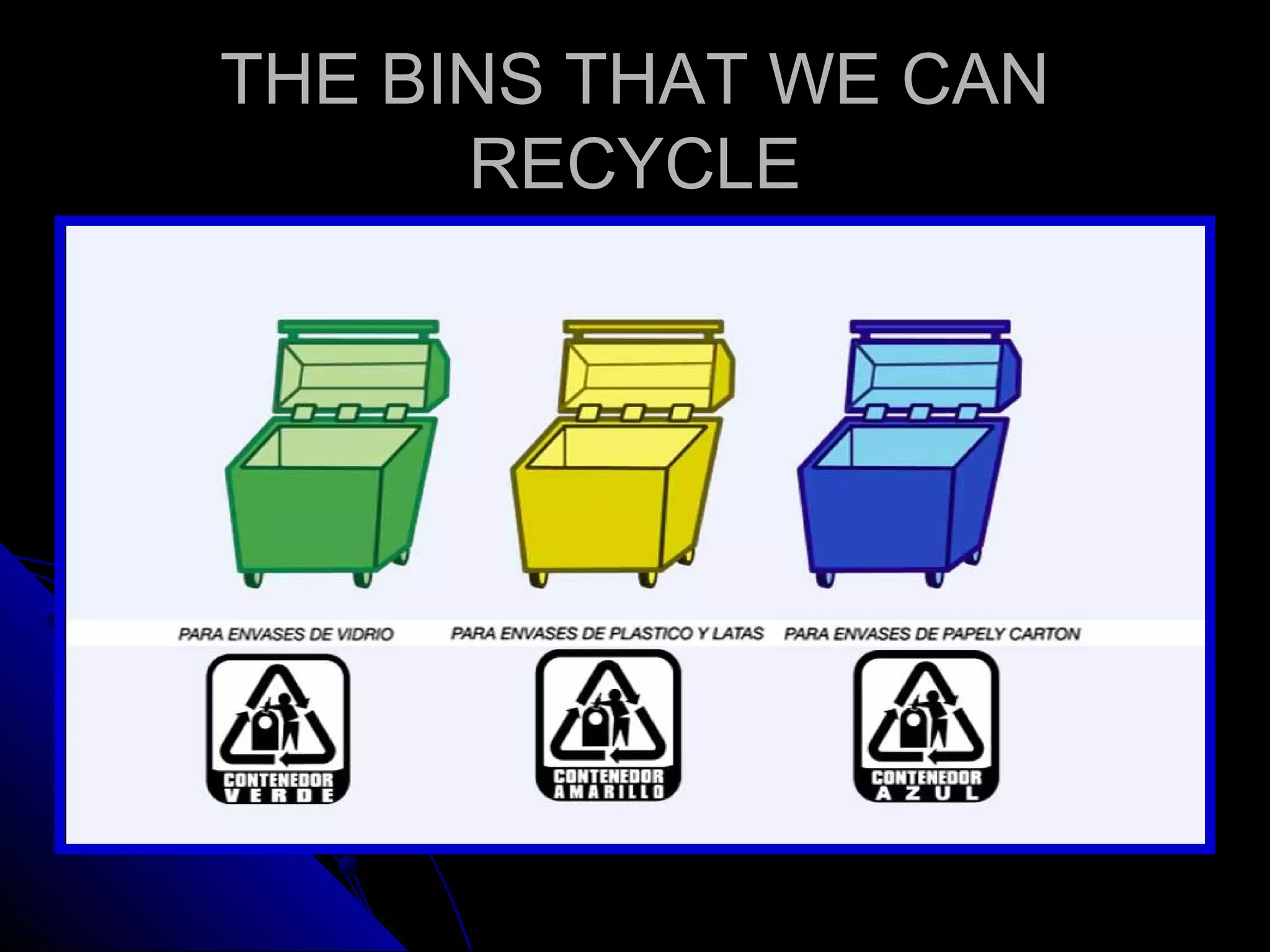 THE BINS THAT WE CANTHE BINS THAT WE CAN
RECYCLERECYCLE