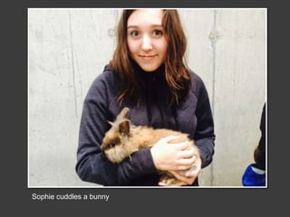 Sophie cuddles a bunny
 