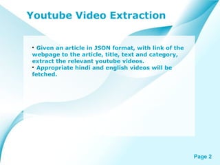 Extraction Videos Youtube Video Extraction | PPT
