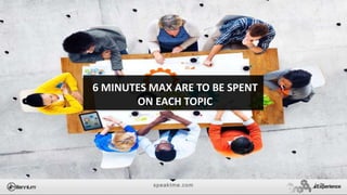 speaktme.com
6 MINUTES MAX ARE TO BE SPENT
ON EACH TOPIC
 