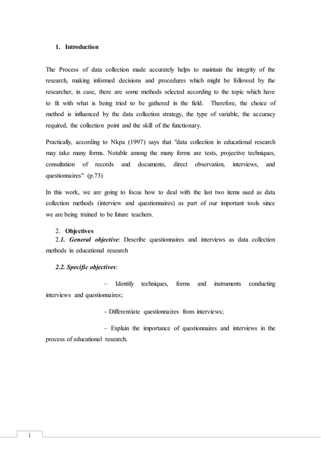 3. Interviews and questionnaires as data collection techniques PDF