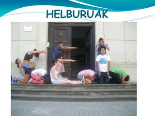 HELBURUAK




Etorkinen artean gizarte- bazterketa prebenitzea.
Gazte etorkiak Iruñara egitea eta haiei laguntzea.
Haien eta beste elkarten artean kordinazioa bultzatzea

bere helburuak lortzeko.


Gizartean parte artzea ikerketa, sentsibilizazioa eta

heziketaren bidez. Dena etorkinen bizitza hobeto izateko.


Gizarte interkultural bat lortzea berdintasuna

eta errespetuarekin.

 