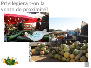 Privilégiera t-on la
vente de proximité?
Nom de l’établissement11
 