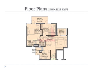 Floor Plans 2 BHK 1225 SQ.FT
 