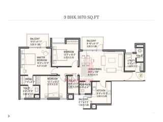 3 BHK 1670 SQ.FT
 