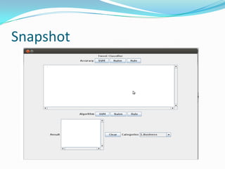 Cross-validation (Accuracy)
 Steps for k-fold cross-validation :
Step 1: split data into k subsets of equal size
Step 2 : use each subset in turn for testing, the
remainder for training
 Often the subsets are stratified before the cross-
validation is performed
 The error estimates are averaged to yield an
overall error estimate
 