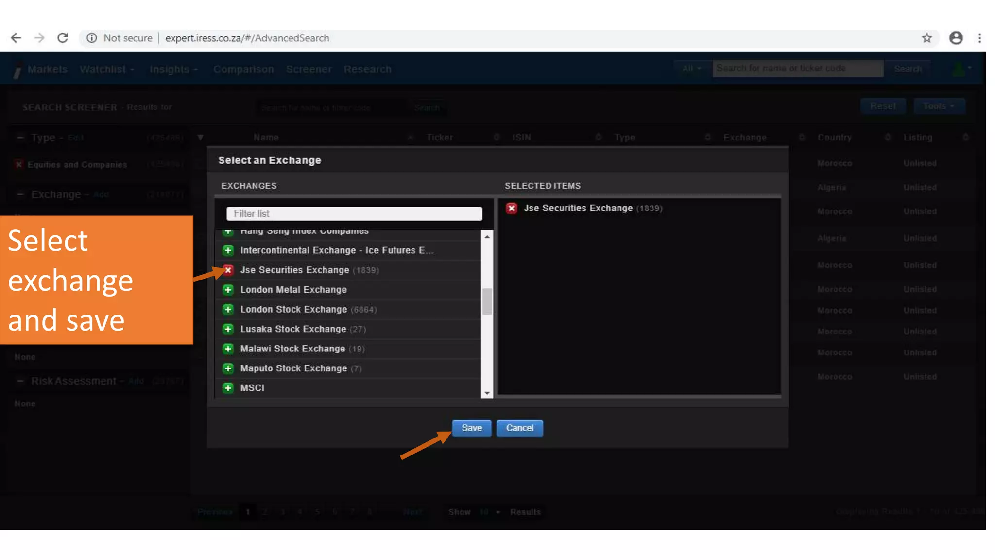 Select
exchange
and save
 