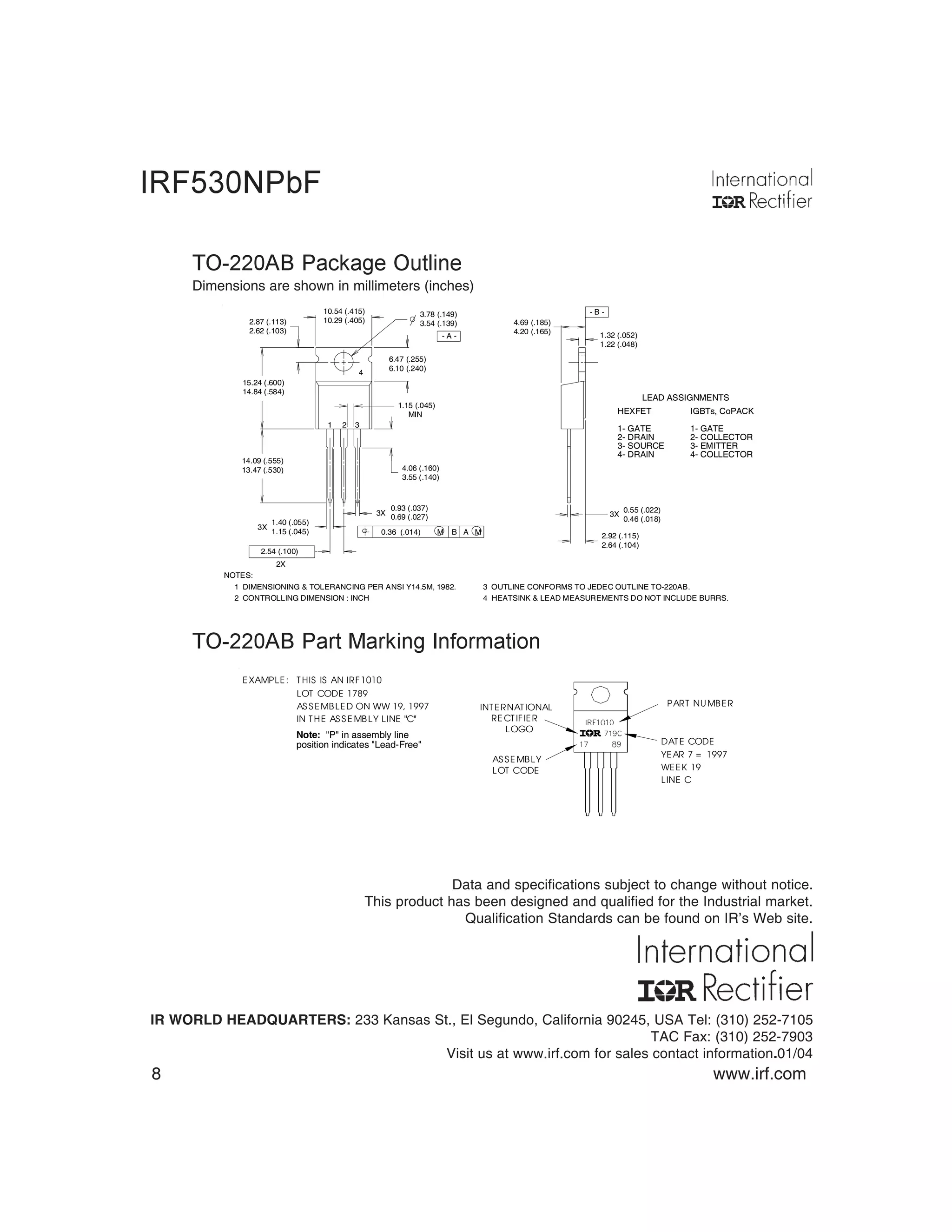 Snapklik.co : BOJACK IRF530 OSFET Transistors IRF530N 17A 100V N-Channel Power OSFET TO-220AB
