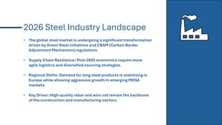 2026 Steel Industry Landscape
• The global steel market is undergoing a significant transformation
driven by Green Steel i...