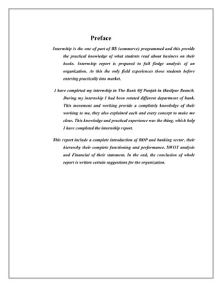 The bank of punjab internship report | DOC