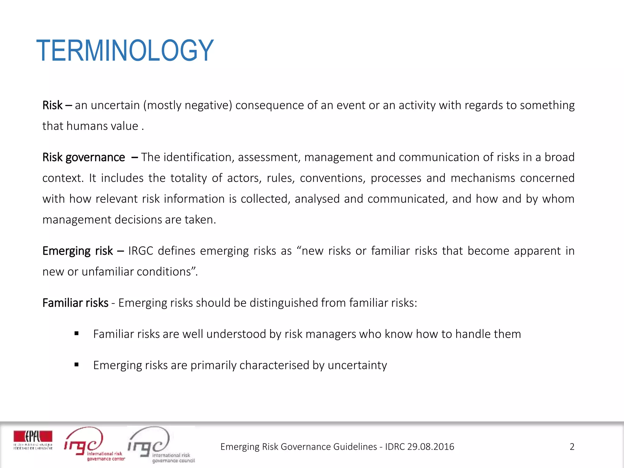 Irgc Emerging Risks Guidelines: Guide De Gouvernance Irgc – TEIUNB