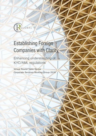 Establishing Foreign
Companies with Clarity
Enhancing understanding of
KYC/AML regulations
Virtual Round Table Series
Corporate Services Working Group 2018
 