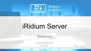 iRidium Server
Введение
Екатерина Корежаткова
18.05.2016
 