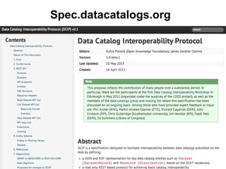 Spec.datacatalogs.org
 