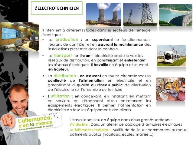 Fiche metier electricien industriel