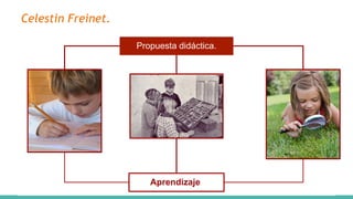 Celestin Freinet.
Propuesta didáctica.
Aprendizaje.
 