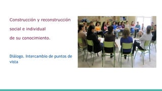Construcción y reconstrucción
social e individual
de su conocimiento.
Diálogo. Intercambio de puntos de
vista
 