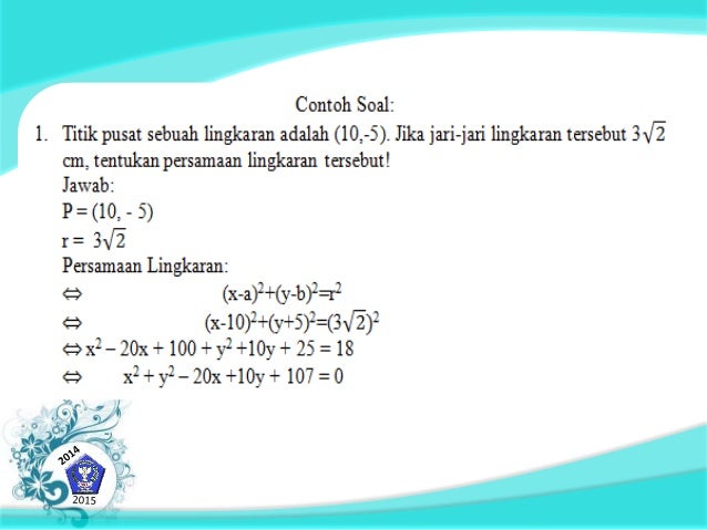 Contoh Soal Irisan Dua Lingkaran Dengan