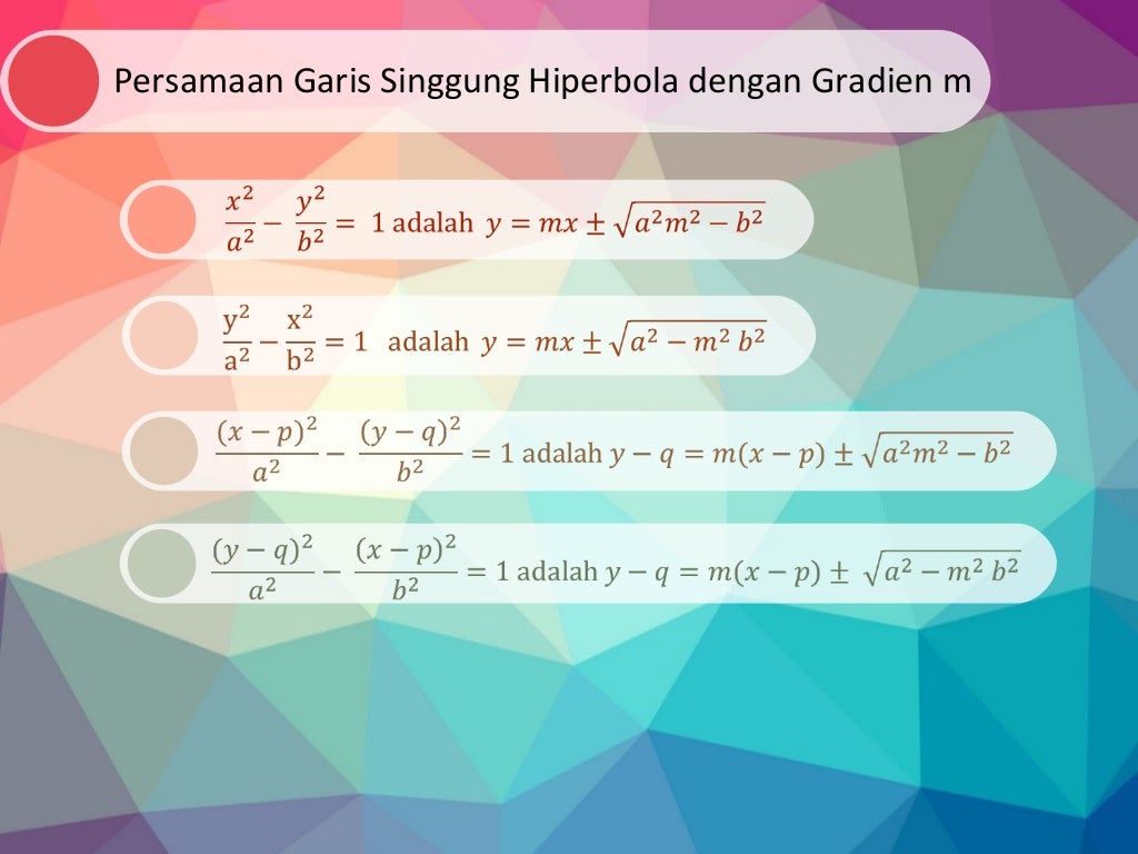 Irisan kerucut Persamaan Garis Singgung Hiperbola Dan