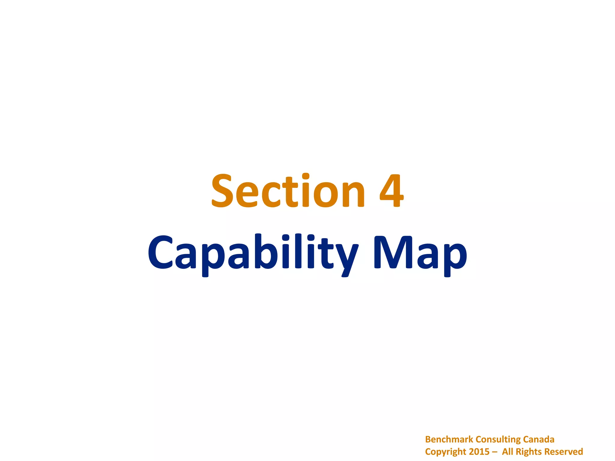 Section 4
Capability Map
Benchmark Consulting Canada
Copyright 2015 – All Rights Reserved
 