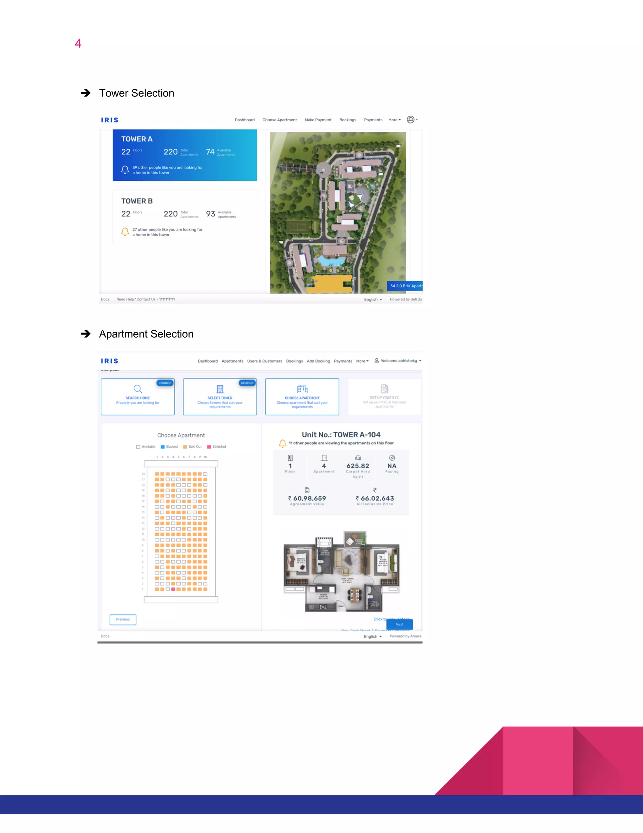 4
è Tower Selection
è Apartment Selection
 