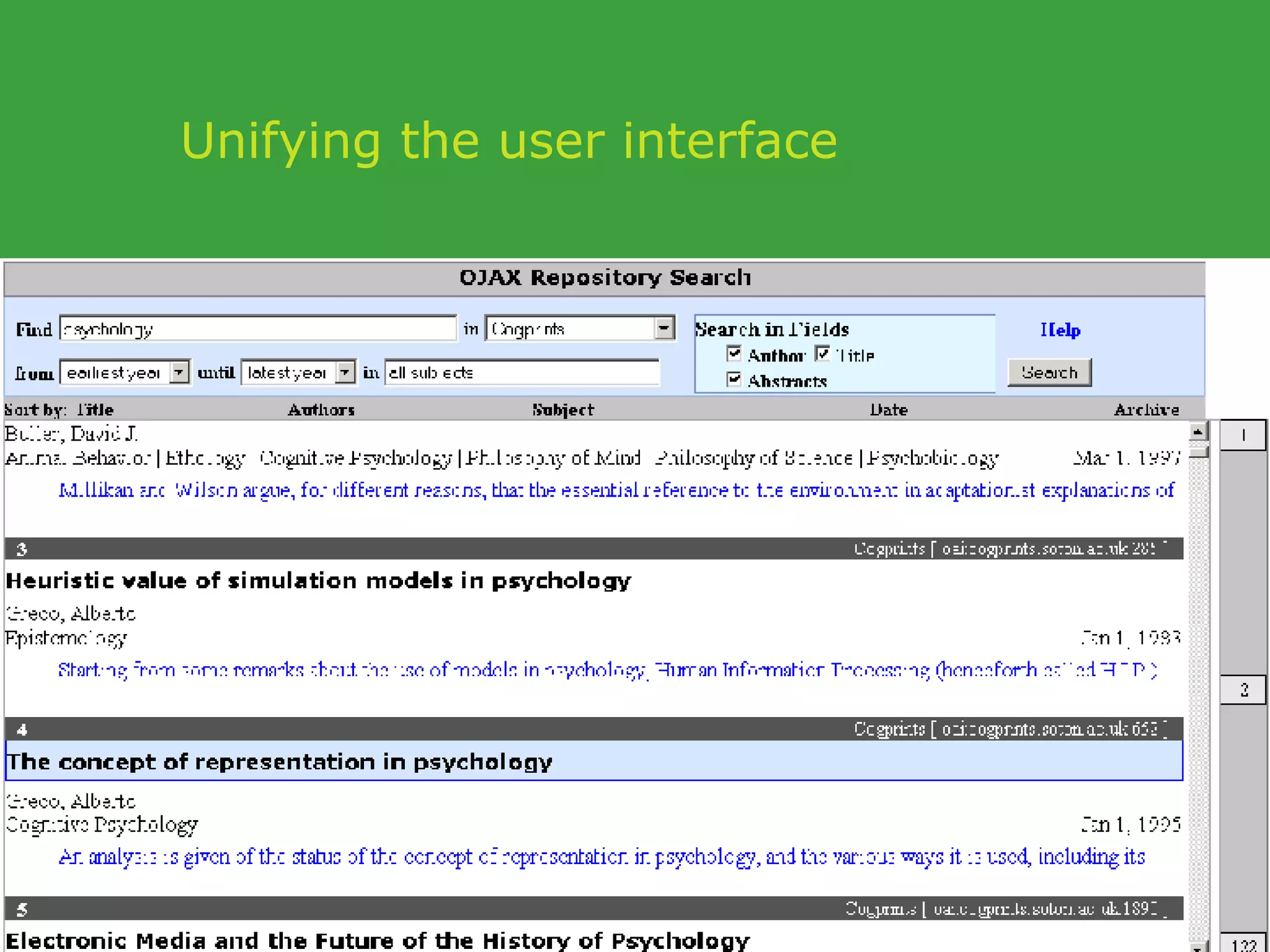 Unifying the user interface 