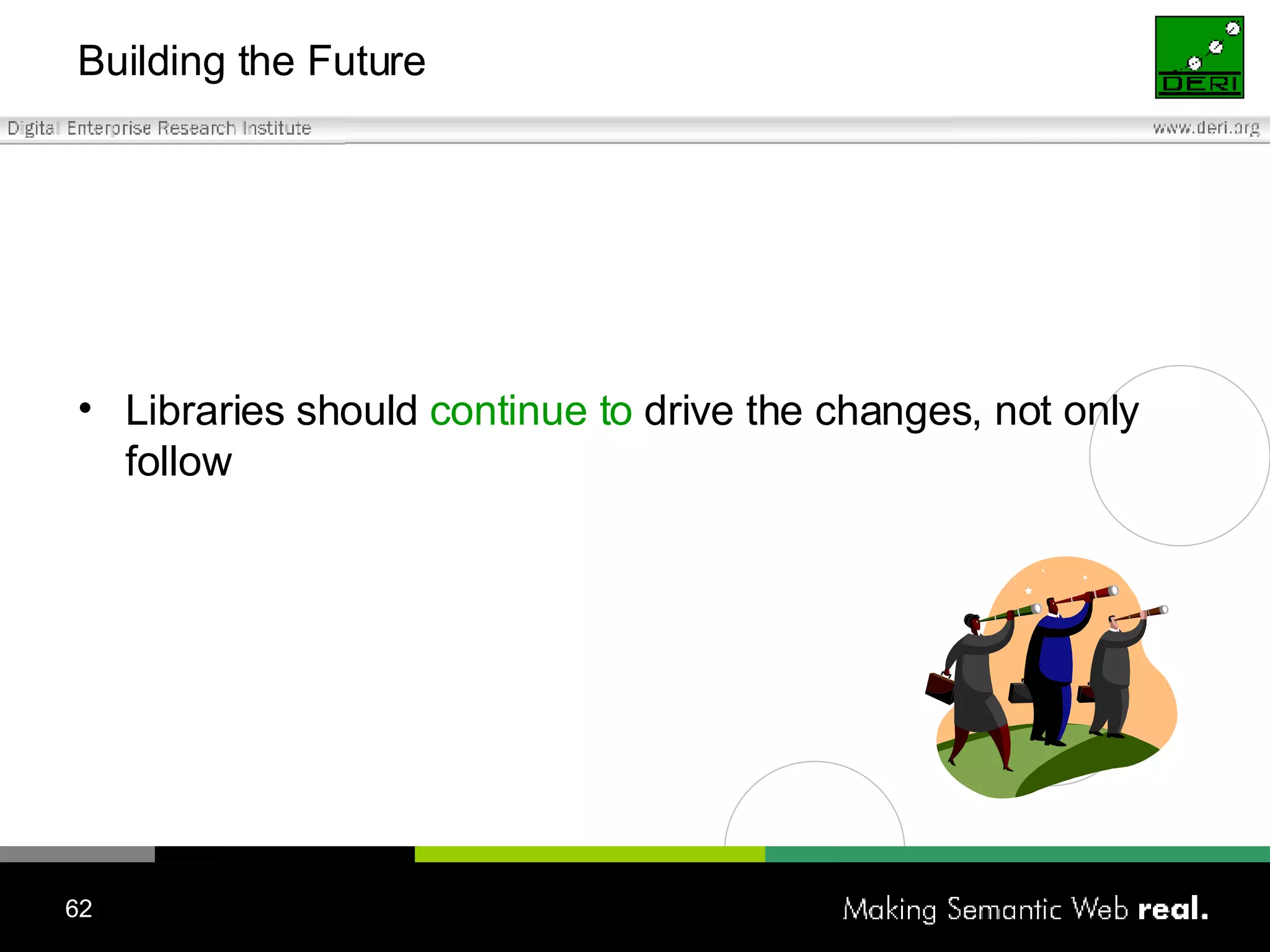 Building the Future Libraries should  continue to  drive the changes, not only follow 