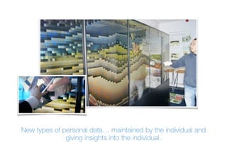 New types of personal data… maintained by the individual and
giving insights into the individual.
 