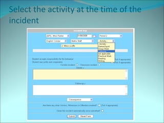 Select the activity at the time of the incident 