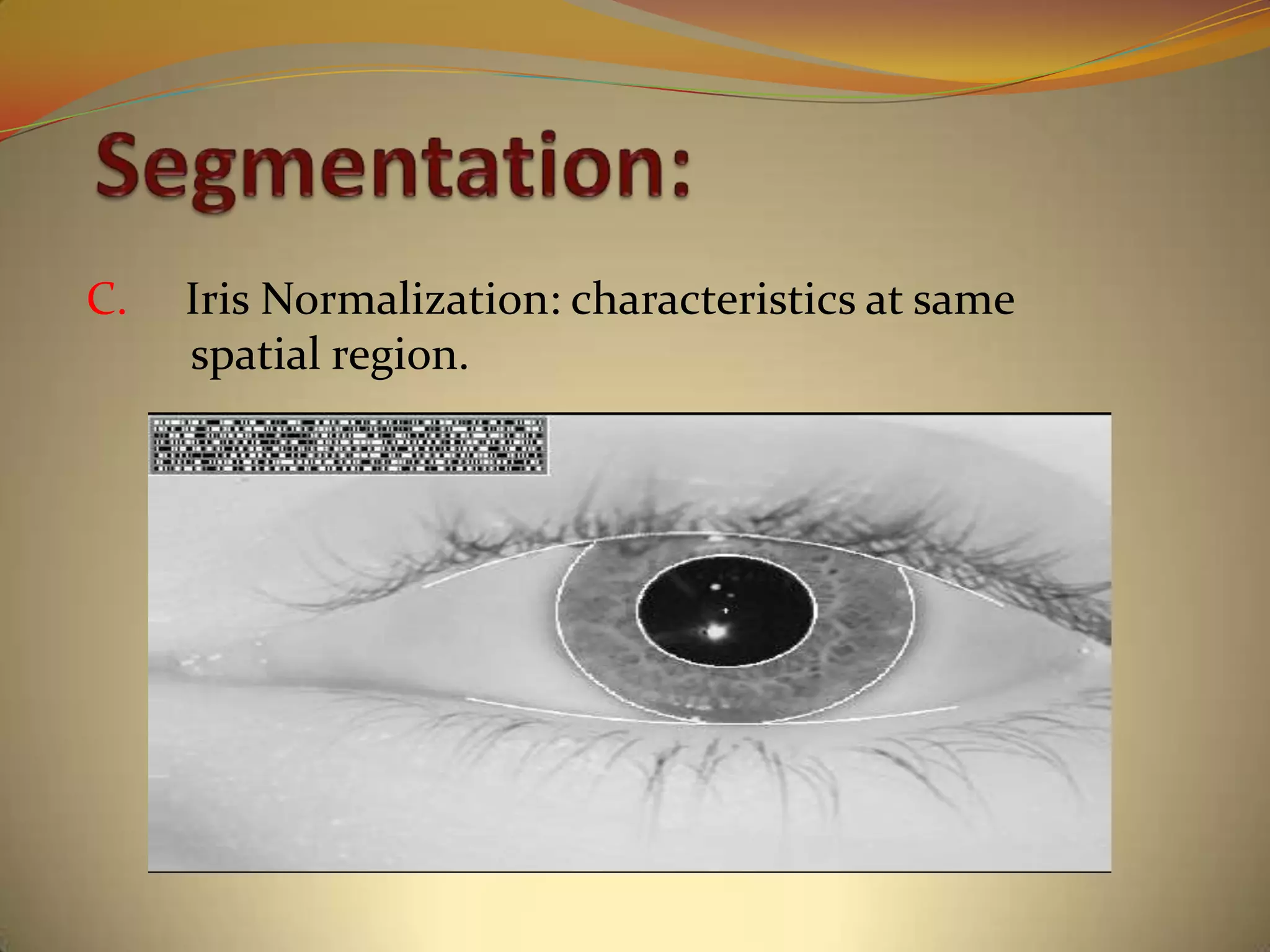 C. Iris Normalization: characteristics at same
spatial region.
 