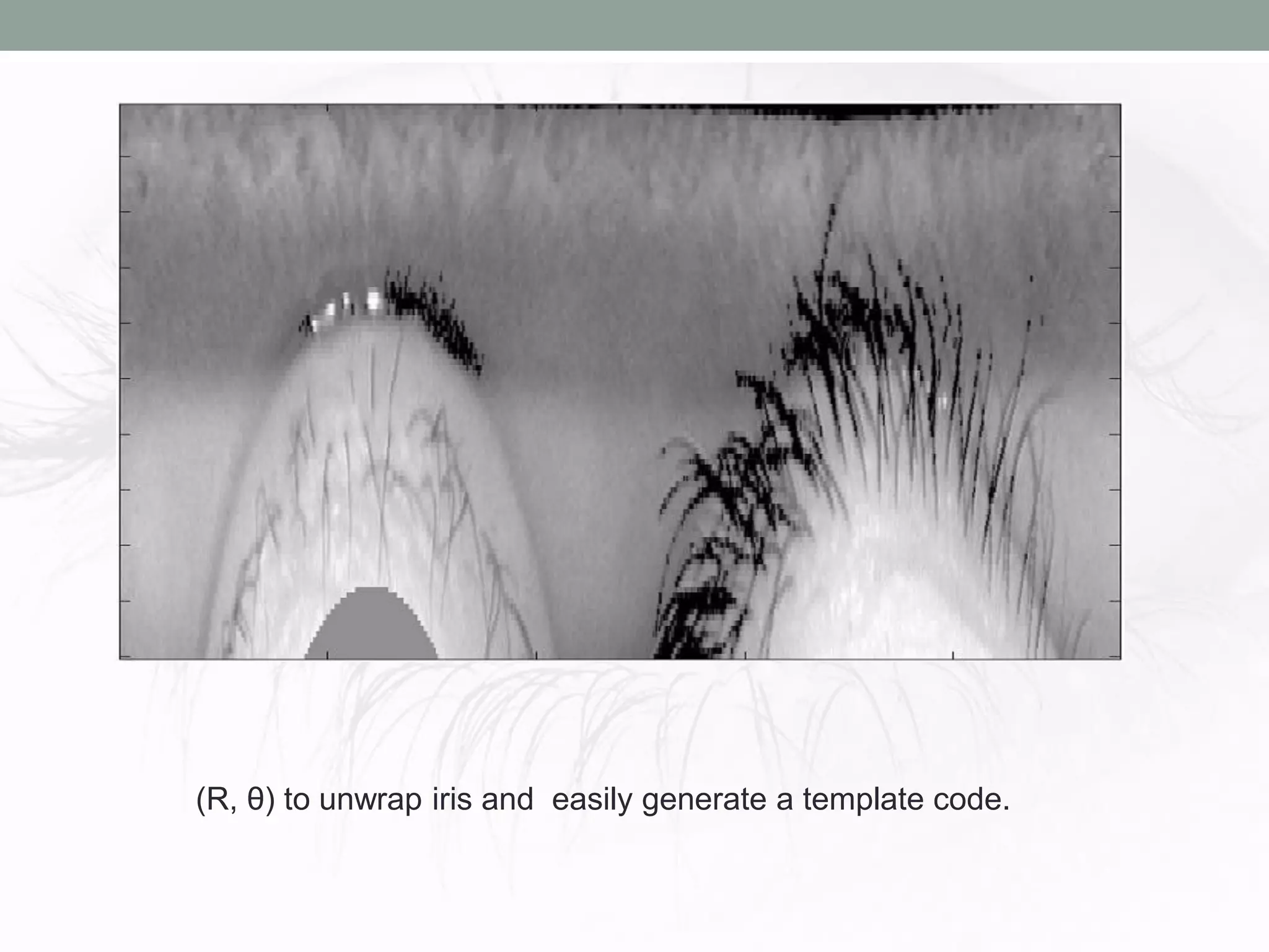 (R, θ) to unwrap iris and easily generate a template code.
 