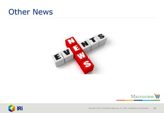 Copyright © 2017 Information Resources, Inc. (IRI). Confidential and Proprietary. 17
Other News
 