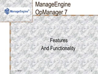 ManageEngine OpManager 7 Features And Functionality  