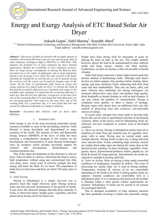 Energy and Exergy Analysis of ETC Based Solar Air Dryer | PDF