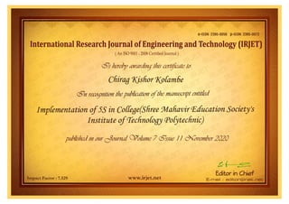 Implementation of 5S in College(Shree Mahavir Education Society's  Institute of Technology Polytechnic)