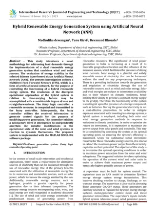 Hybrid Renewable Energy Generation System using Artificial Neural ...
