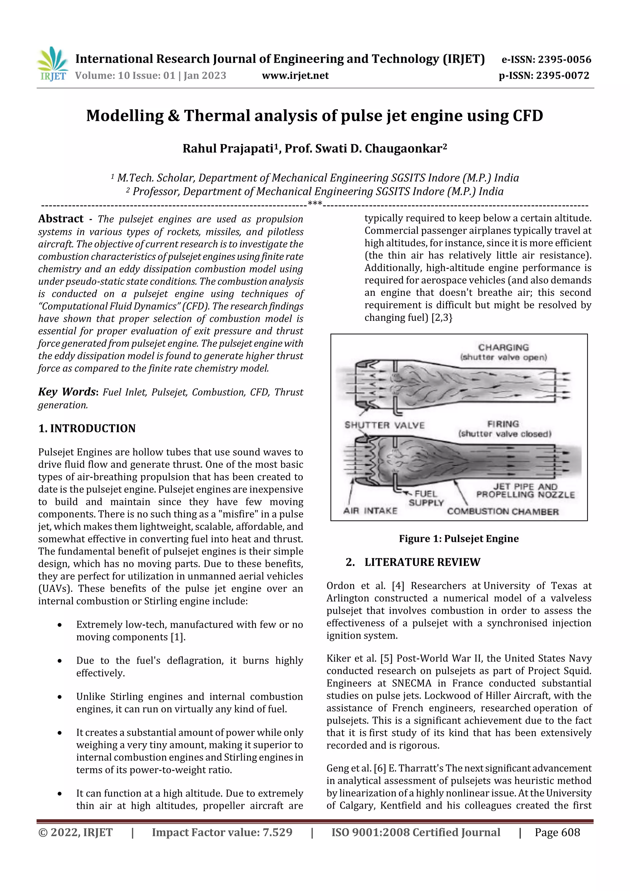 Modelling & Thermal analysis of pulse jet engine using CFD | PDF