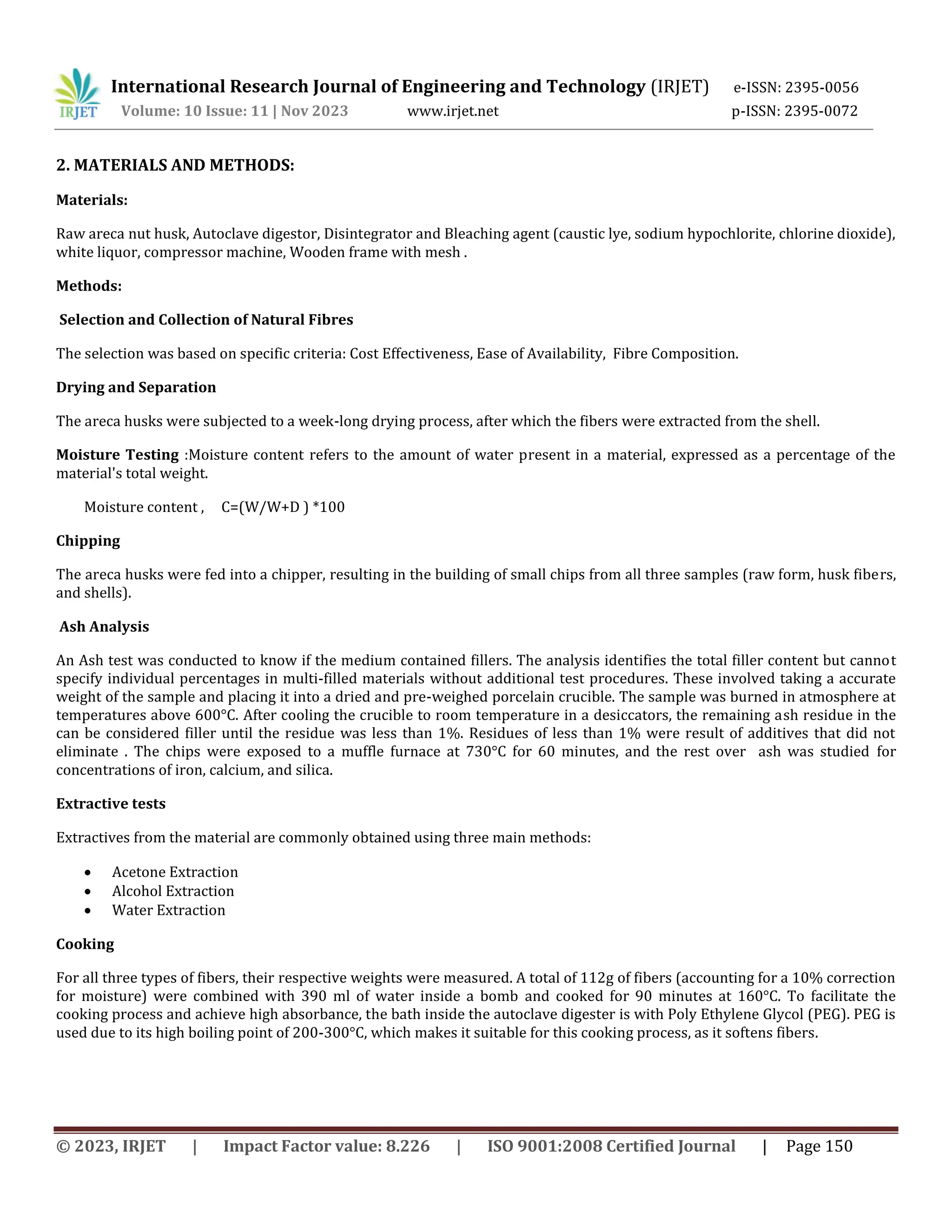 DEVELOPMENT OF PAPER AND INVITATION CARDS USING ARECA NUT HUSK FIBERS | PDF
