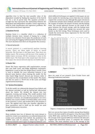 Comparative Analysis of Machine Learning Models for Cricket Score and ...