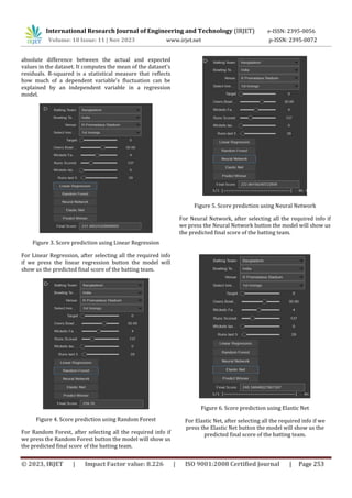 Comparative Analysis of Machine Learning Models for Cricket Score and ...