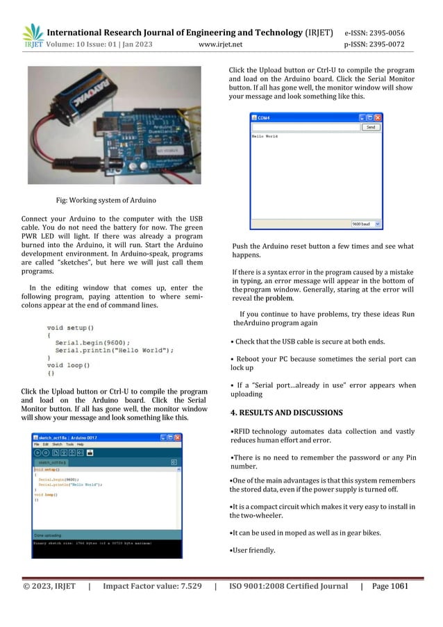 Design and Analysis of Ignition based on RFID by Arduino Nano Compiler ...