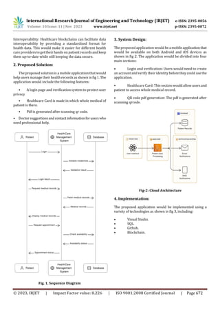 Healthcare Management with QR Code using BlockChain | PDF