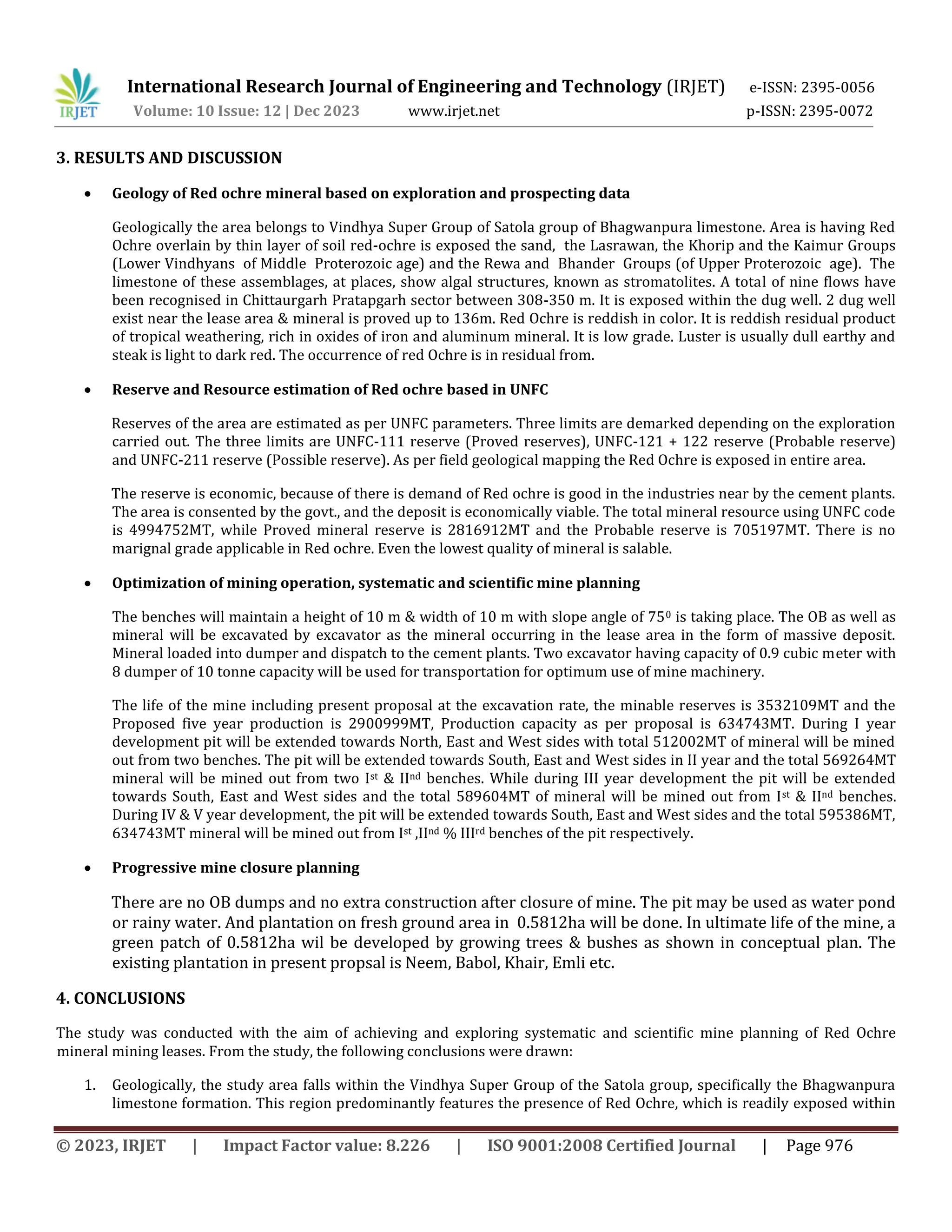 SYSTEMATIC AND SCIENTIFIC MINE PLANNING OF OPENCAST MINE OF RED OCHRE ...