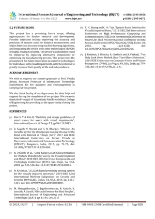 Obstacle Detection for Visually Impaired Using Computer Vision | PDF